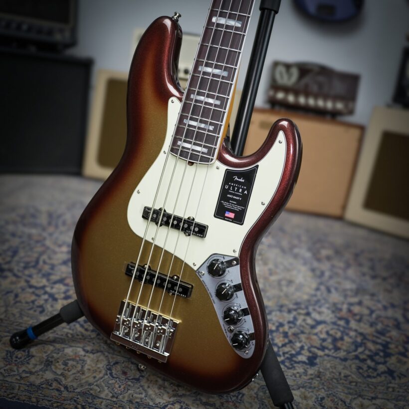 Fender American Ultra Jazz Bass V 5 String Bass Guitar Mocha Burst (1)